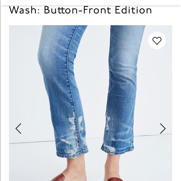Madewell Cali Demi boot cut button front wash blue denim  jean pants 24 - Picture 2 of 10